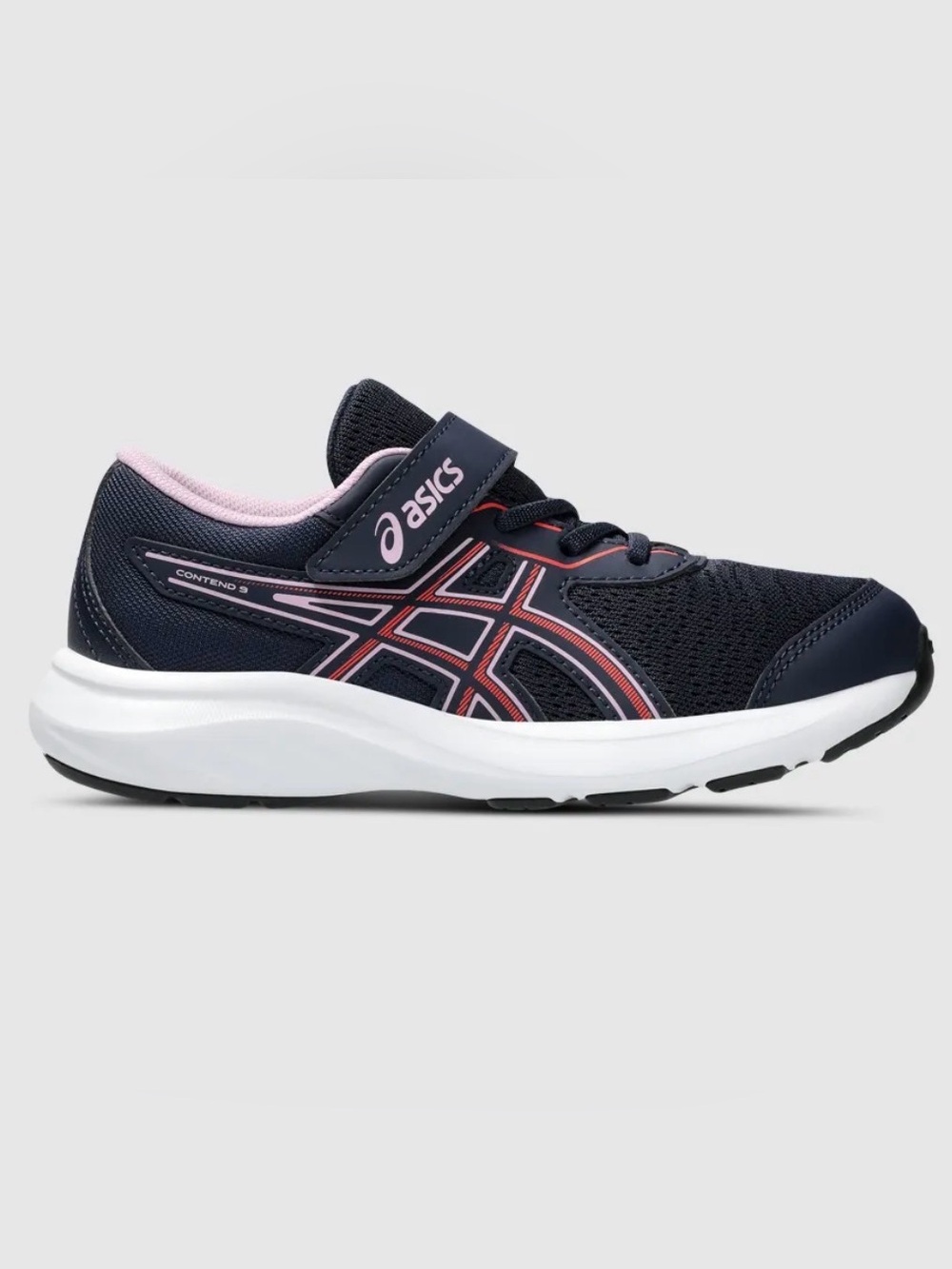 ASICS CONTEND 9 (PS) KIDS Navy Red Velcro Sneaker Size 3
